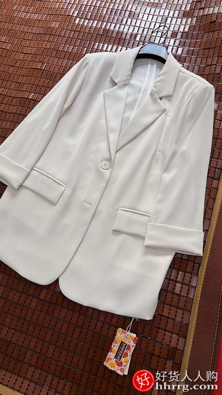 史菲蕾夏季薄款小西装，后背开叉七分袖白色女式西装插图4